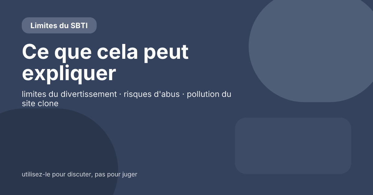 Que peut vous dire le SBTI et qu’est-ce qu’il ne peut pas vous dire ? Les vraies limites d'un test de divertissement