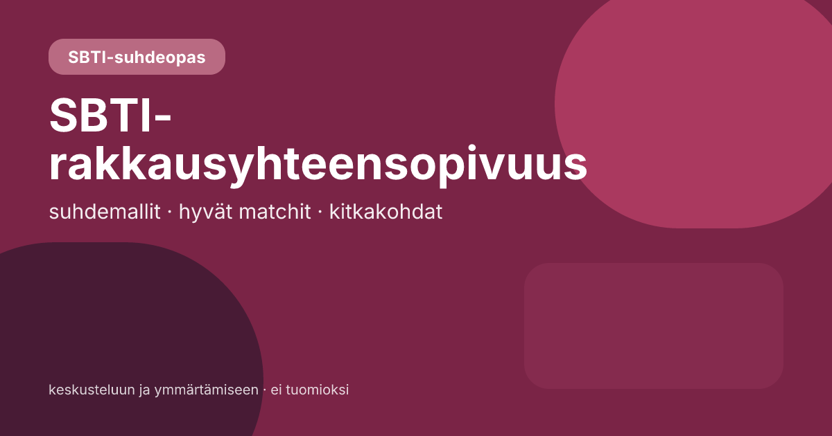 SBTI-rakkausyhteensopivuus: 27 persoonan suhdemallit, hyvät matchit ja varottavat yhdistelmät