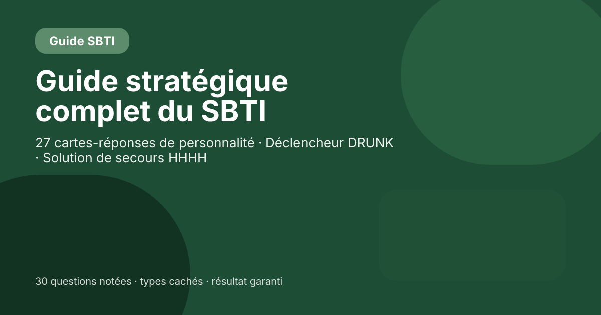 Guide stratégique SBTI : 27 cartes de réponses et comment déclencher DRUNK / HHHH