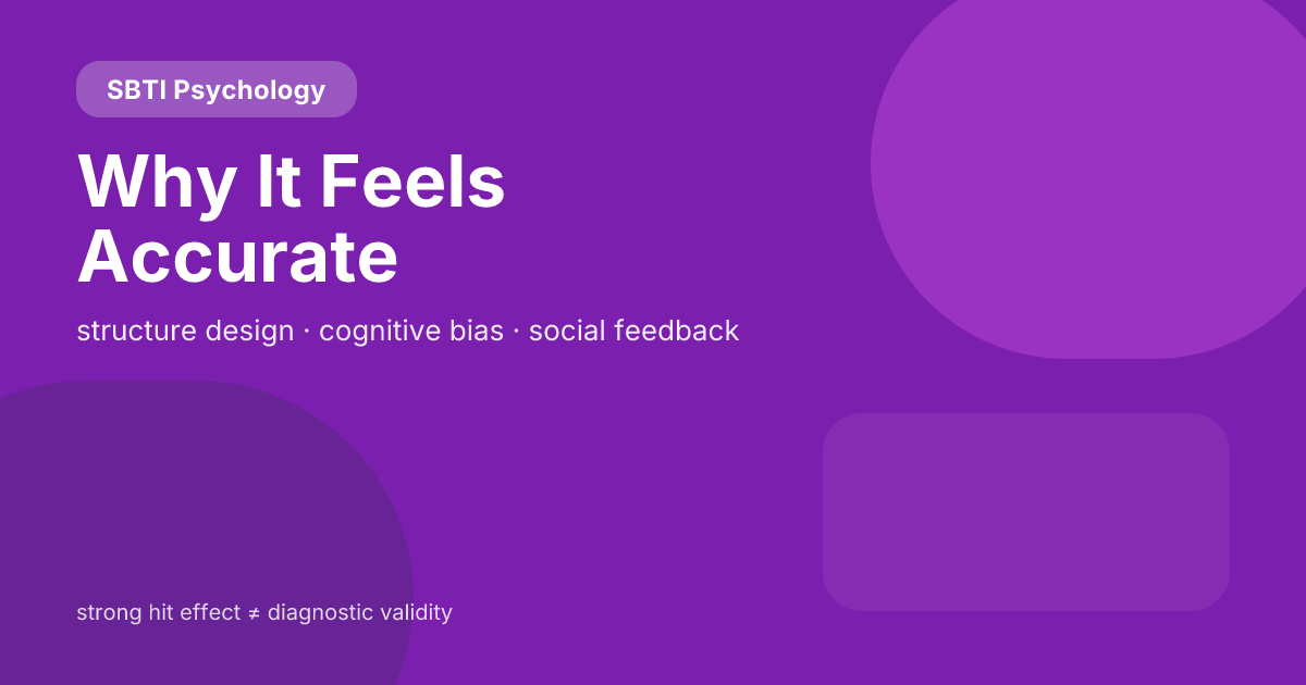 Why Does SBTI Feel So Accurate? Structure, Cognitive Bias, and Internet Self-Expression Why Does SBTI Feel So Accurate? Structure, Cognitive Bias, and Internet Self-Expression