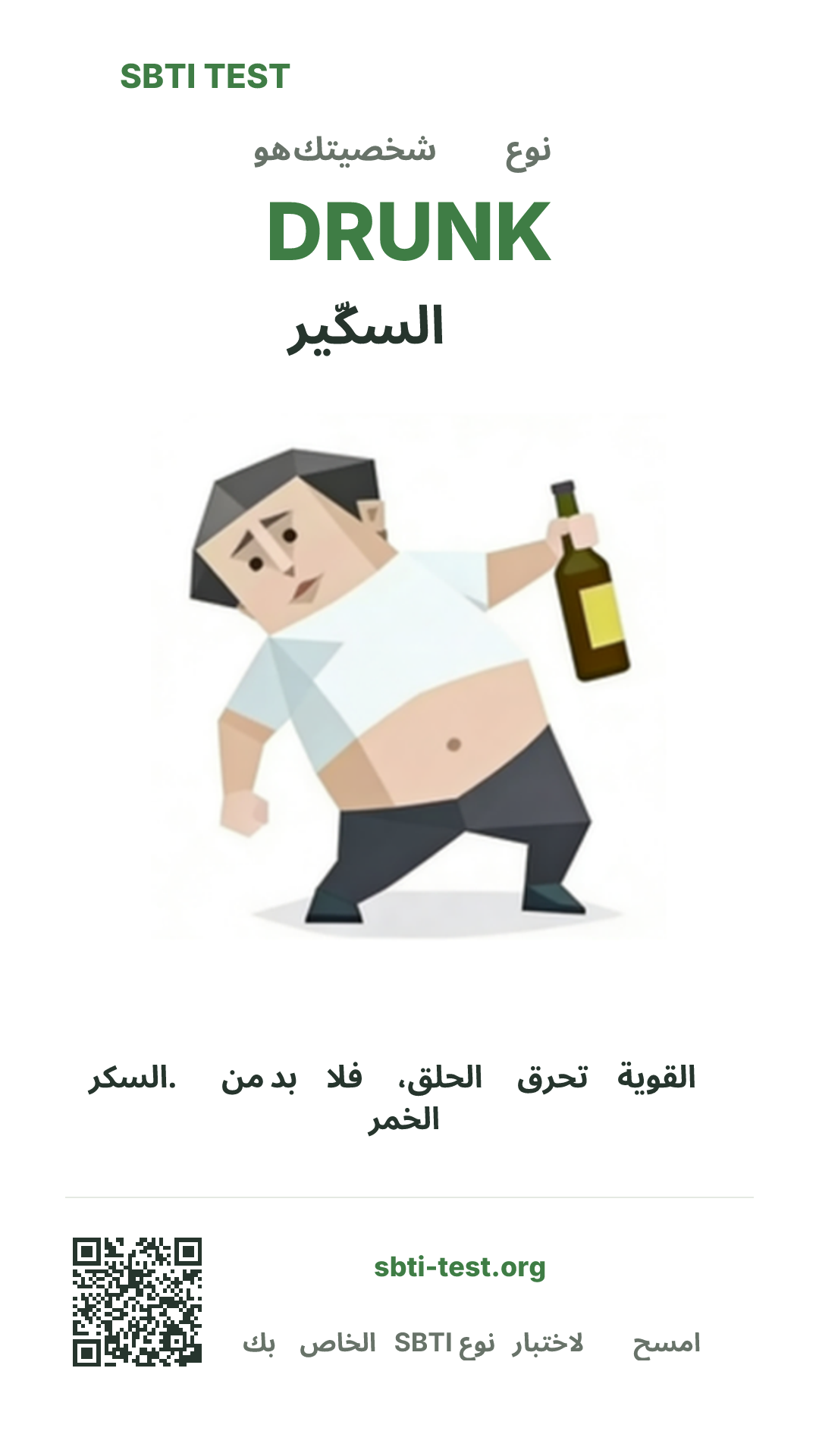 SBTI قيد الاختبار DRUNK السكّير نوع صورة الملصق الرأسي، توضح الرؤية الرئيسية ومشاركة المعلومات