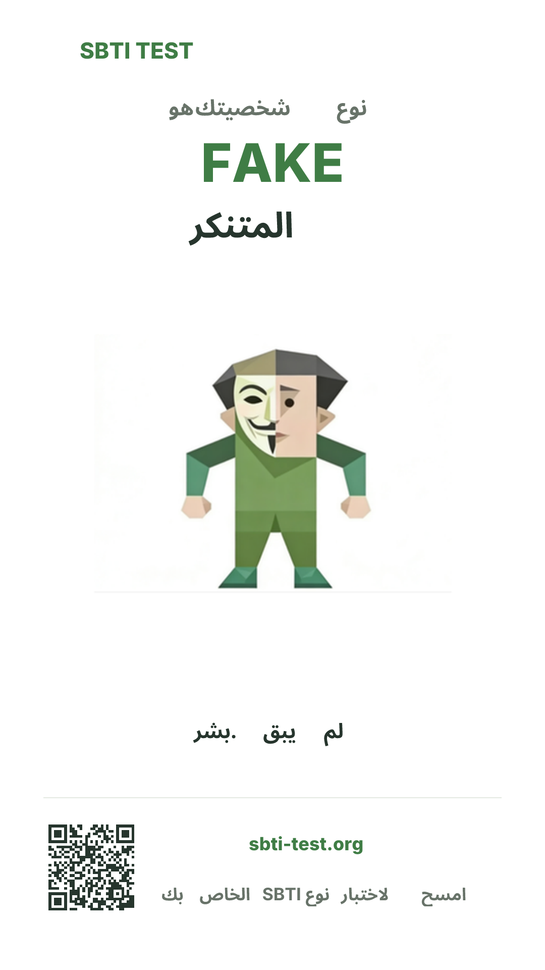 SBTI قيد الاختبار FAKE المتنكر نوع صورة الملصق الرأسي، توضح الرؤية الرئيسية ومشاركة المعلومات