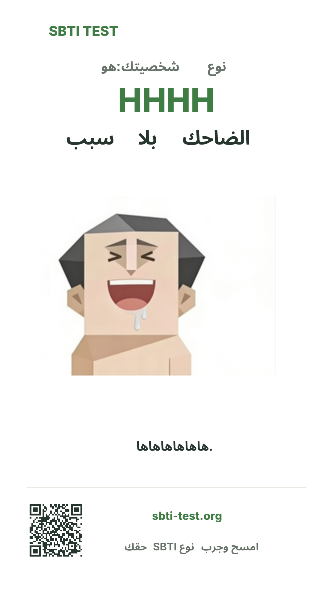 ملصق عمودي لنتيجة SBTI HHHH الضاحك بلا سبب مع الصورة الرئيسية ومعلومات المشاركة