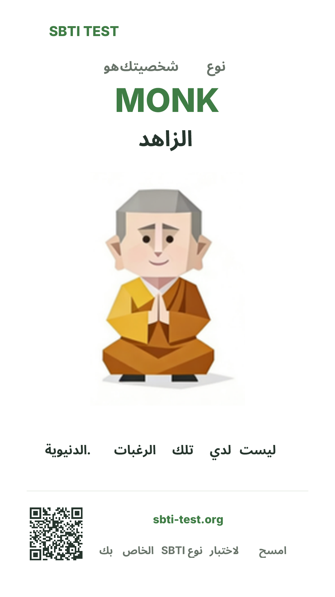 SBTI قيد الاختبار MONK الزاهد نوع صورة الملصق الرأسي، توضح الرؤية الرئيسية ومشاركة المعلومات