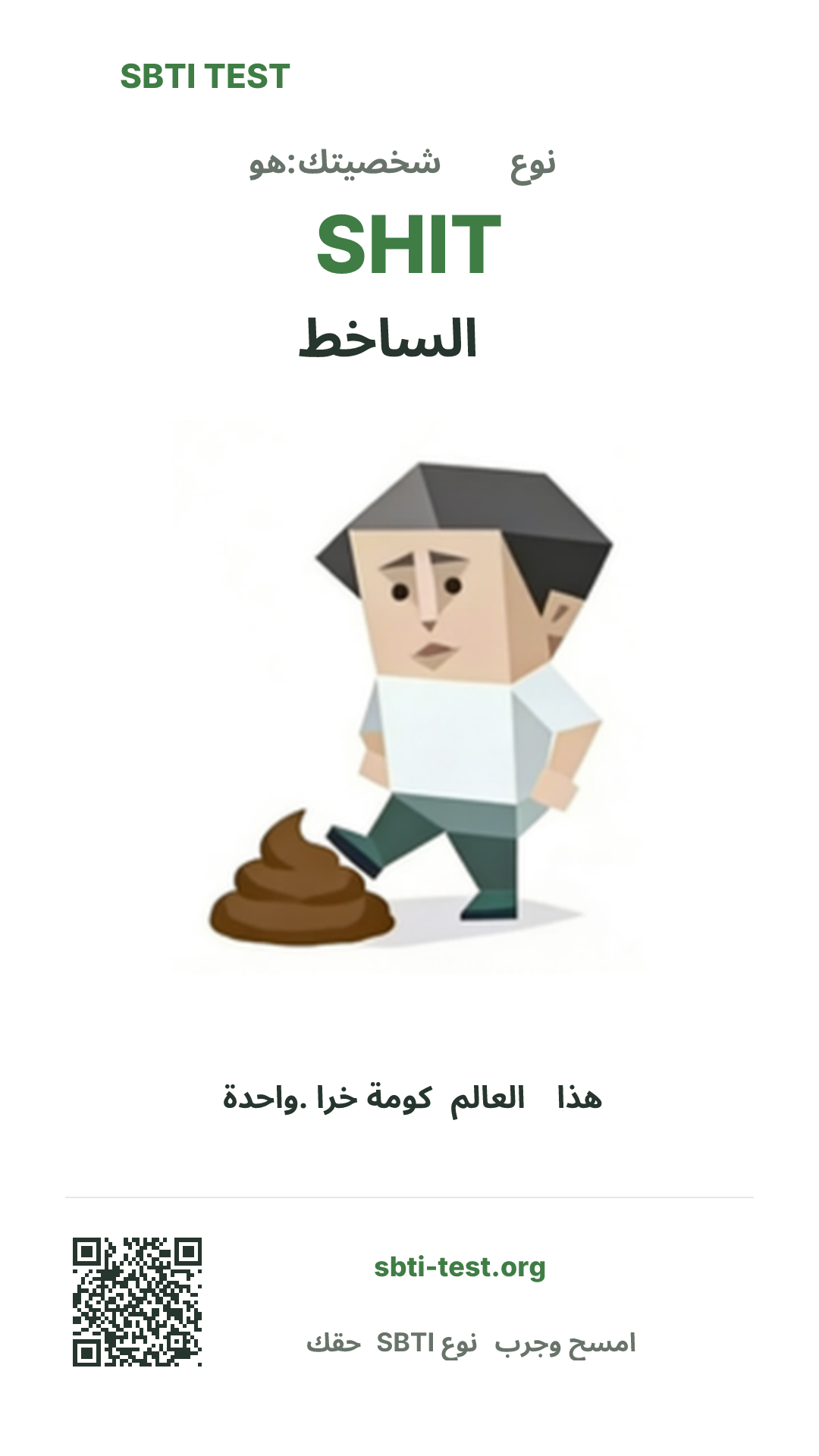 ملصق عمودي لنتيجة SBTI SHIT الساخط مع الصورة الرئيسية ومعلومات المشاركة