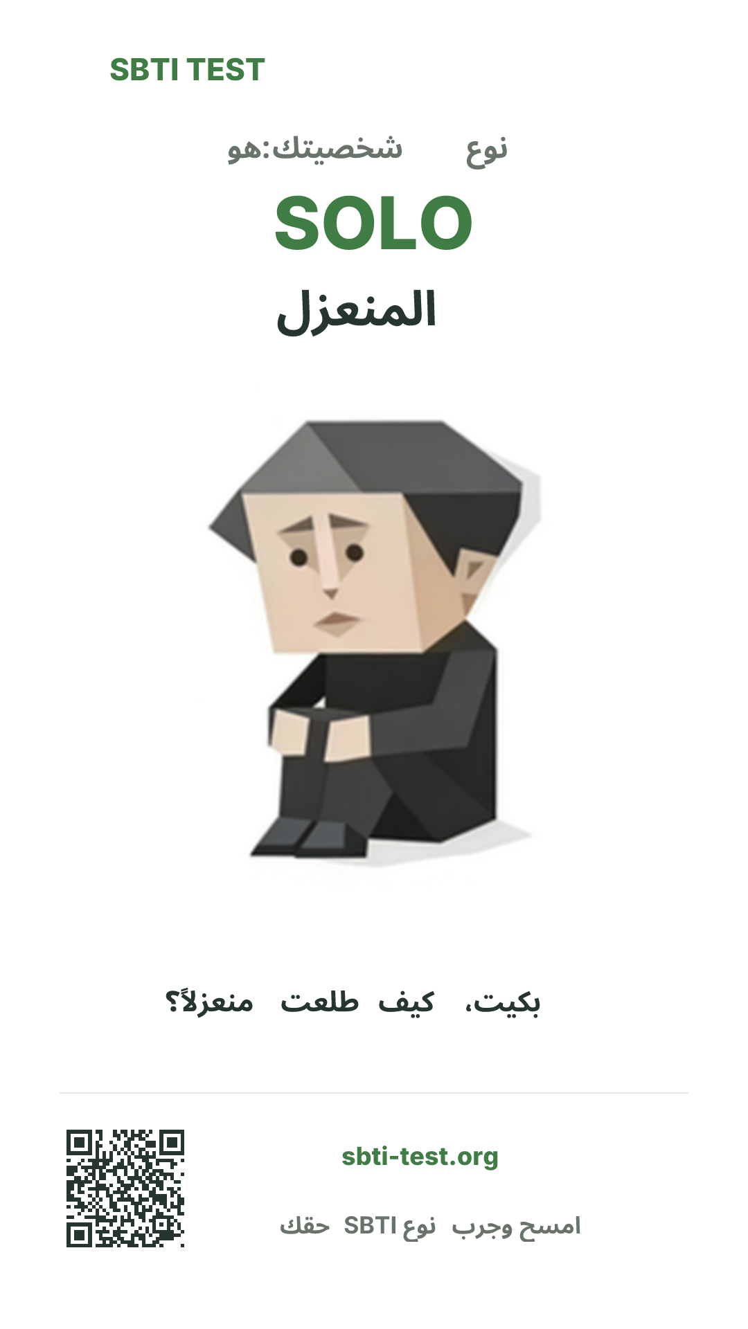 ملصق عمودي لنتيجة SBTI SOLO المنعزل مع الصورة الرئيسية ومعلومات المشاركة