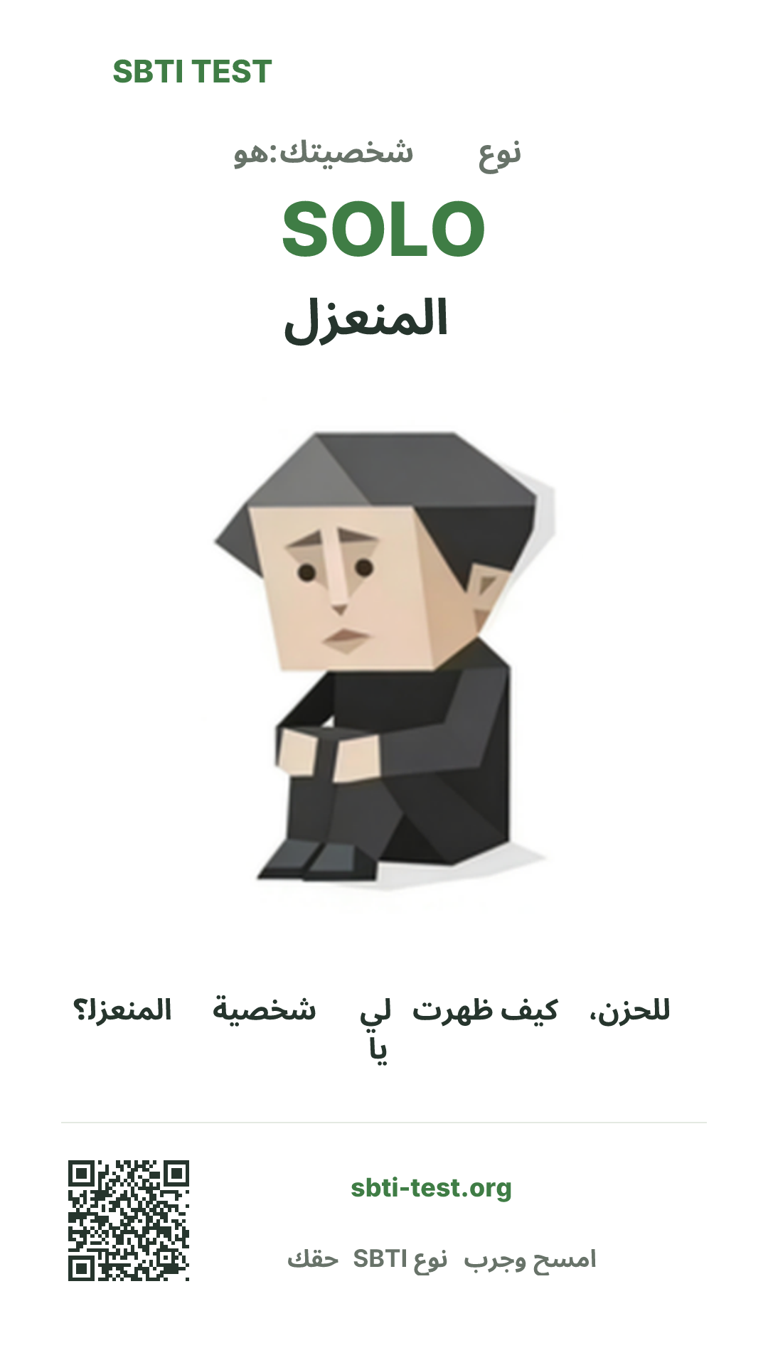 ملصق عمودي لنتيجة SBTI SOLO المنعزل مع الصورة الرئيسية ومعلومات المشاركة