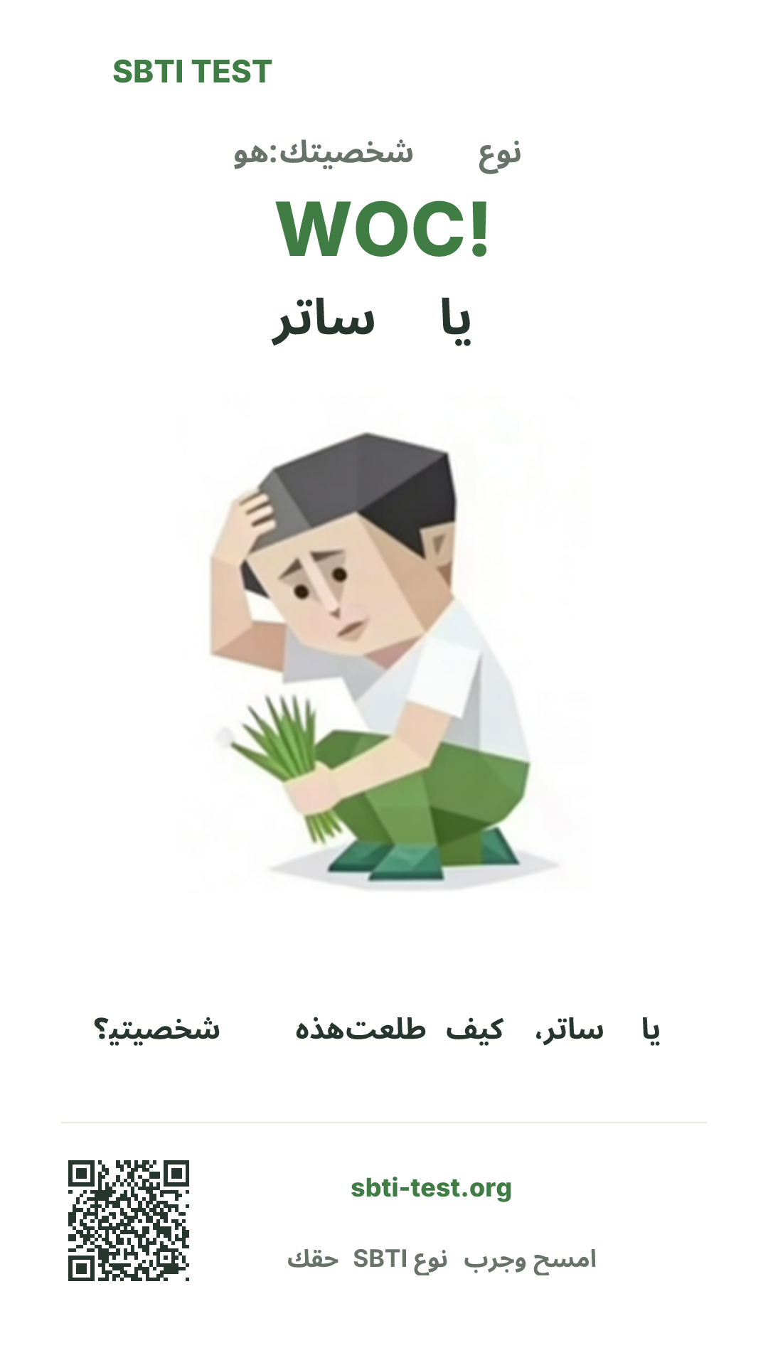 ملصق عمودي لنتيجة SBTI WOC! المندهش مع الصورة الرئيسية ومعلومات المشاركة