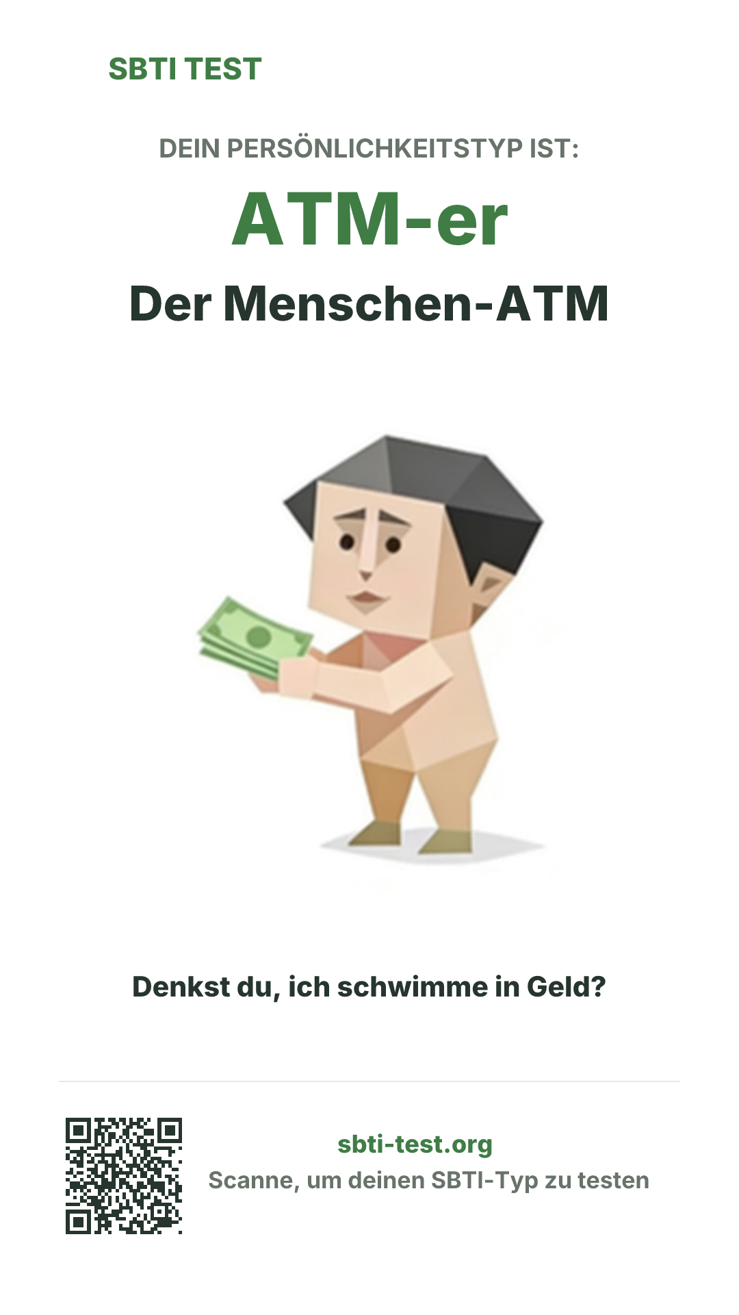 Vertikales SBTI-Poster für ATM-er Der Menschen-ATM, mit Typmotiv und Share-Infos