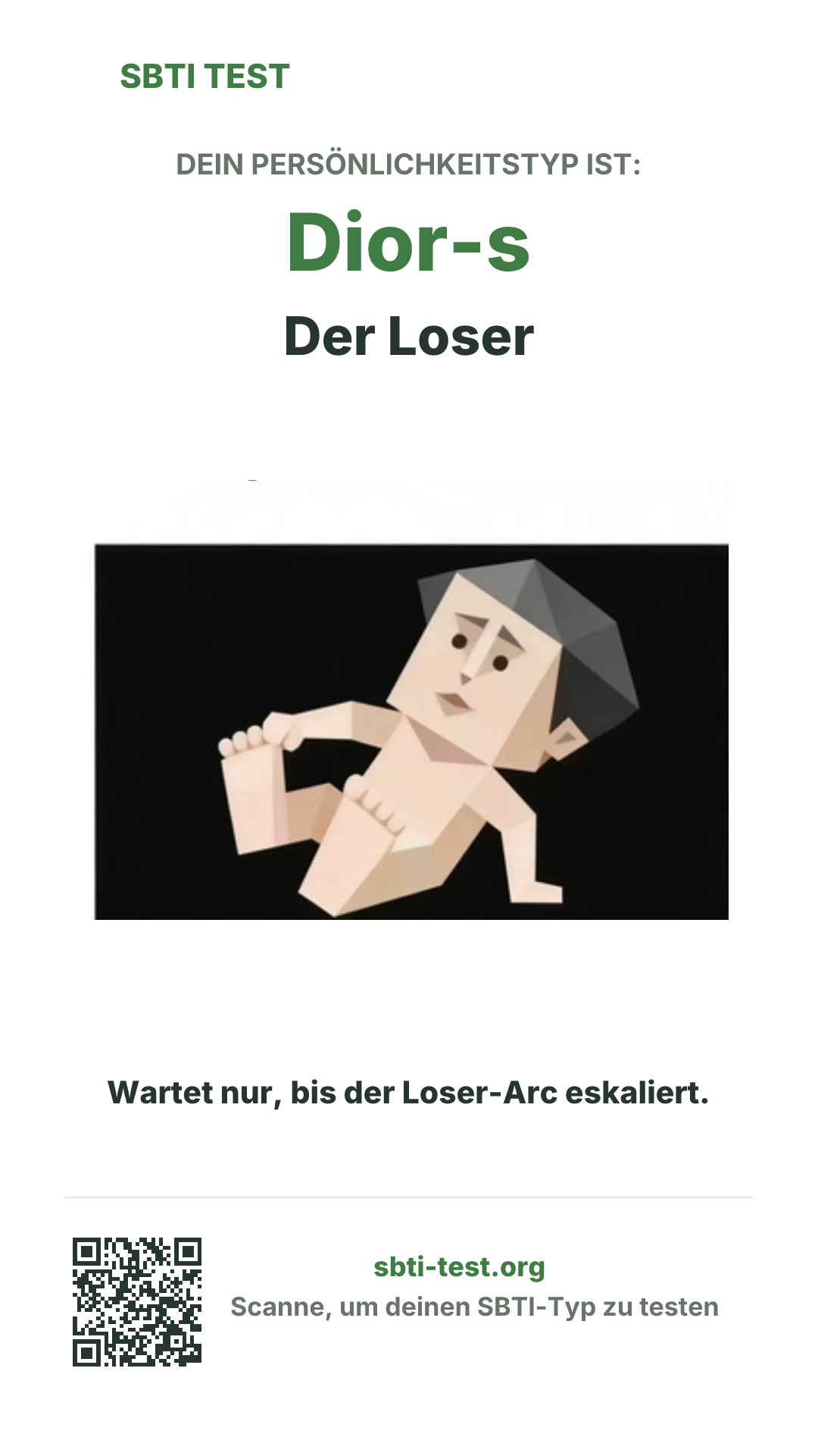 Vertikales SBTI-Poster für Dior-s Der Loser, mit Typmotiv und Share-Infos
