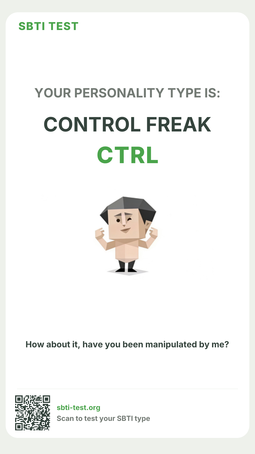 Affiche verticale SBTI pour CTRL Maître du contrôle, avec le visuel du type et les infos de partage