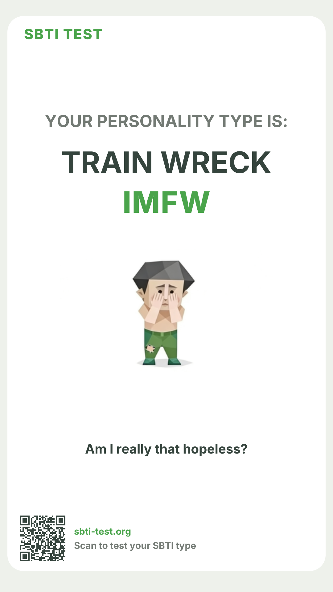 Affiche verticale SBTI pour IMFW Épave, avec le visuel du type et les infos de partage