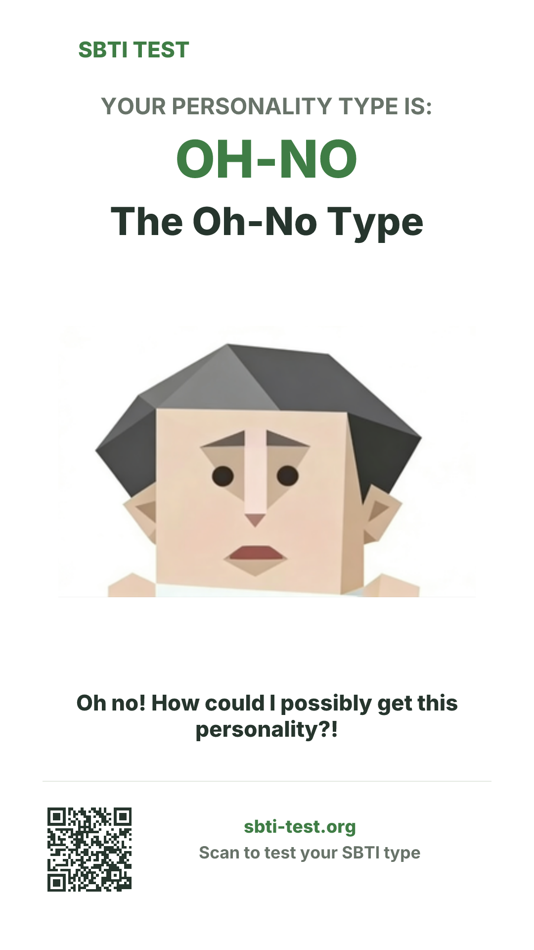 Vertical SBTI poster for OH-NO The Oh-No Type, showing the type artwork and share details