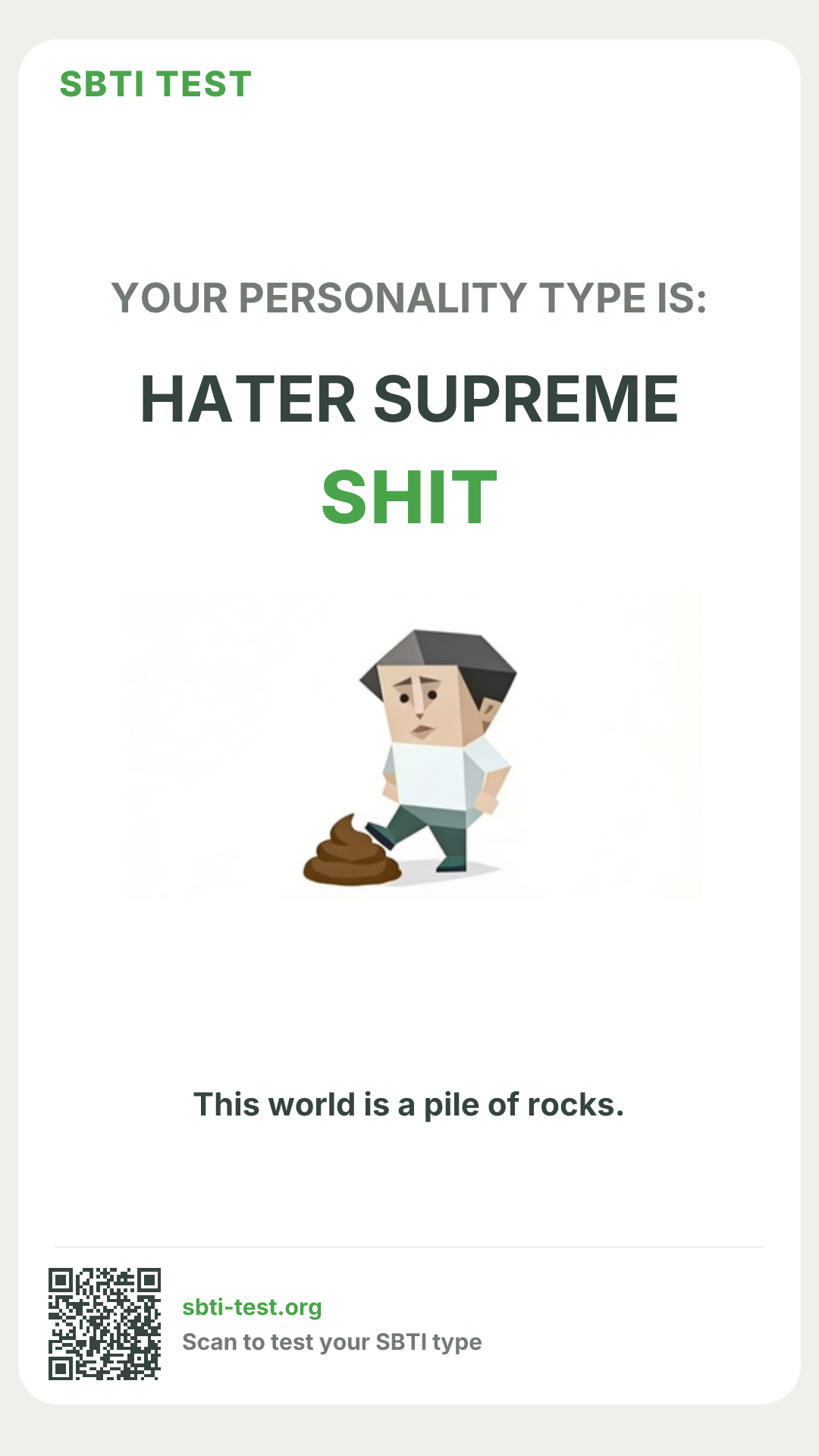 Affiche verticale SBTI pour SHIT Cynique, avec le visuel du type et les infos de partage