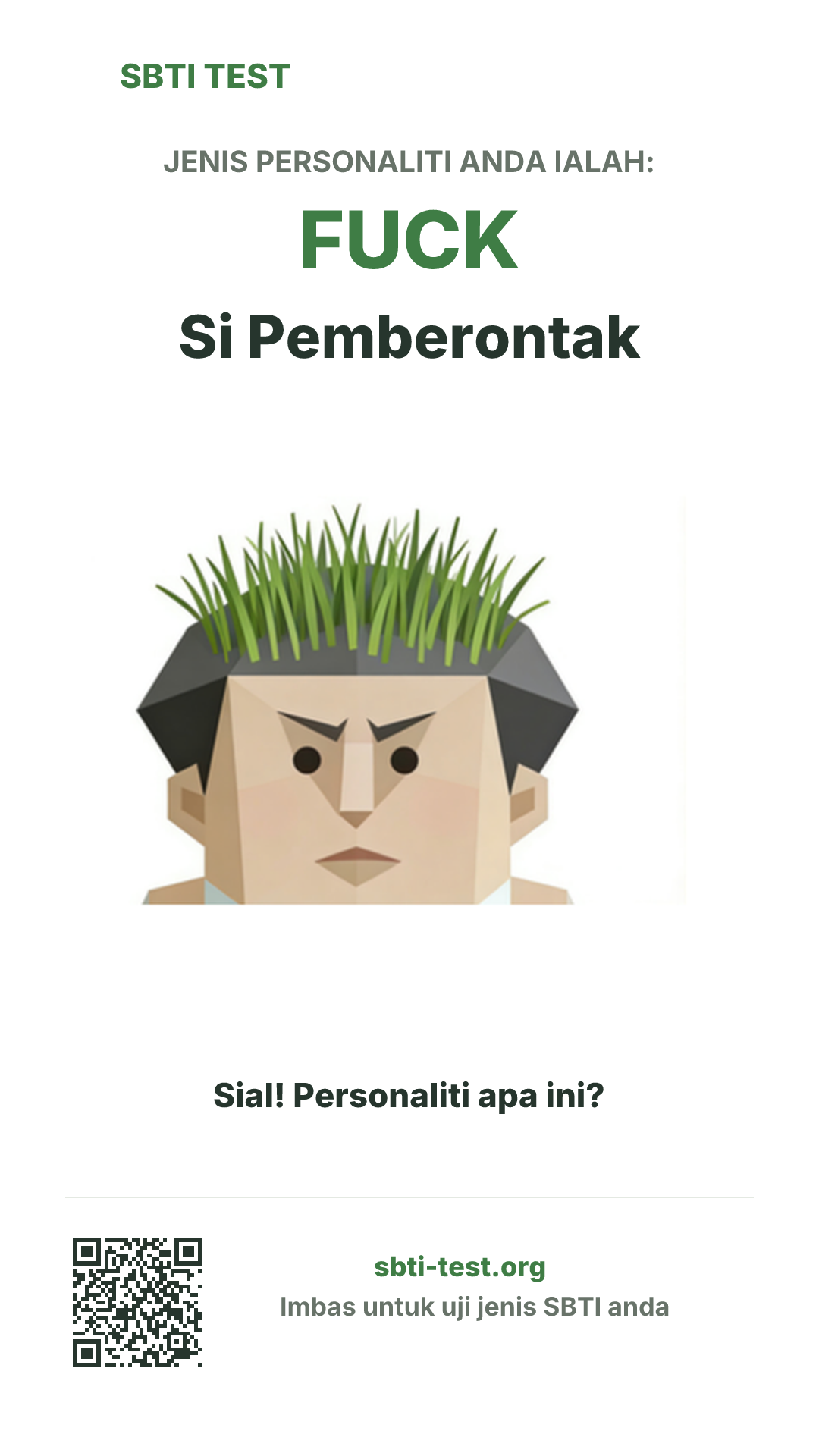 Poster menegak SBTI untuk FUCK Si Pemaki dengan visual jenis dan maklumat perkongsian