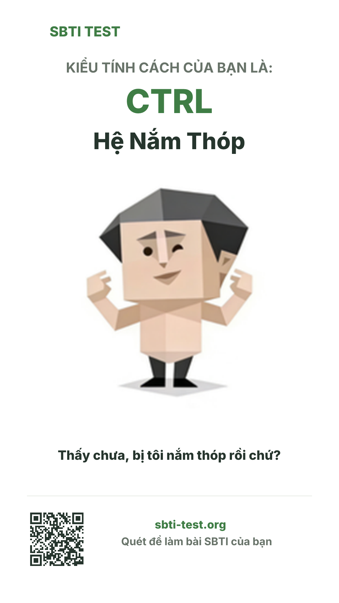 Poster dọc SBTI cho CTRL Hệ Nắm Thóp, hiển thị hình kiểu SBTI và thông tin chia sẻ