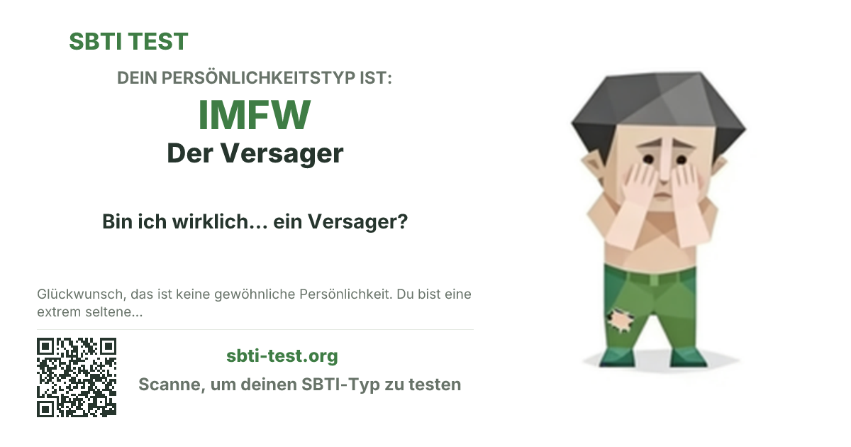 SBTI-Sharekarte für IMFW Der Versager, mit Typmotiv und Titeltext