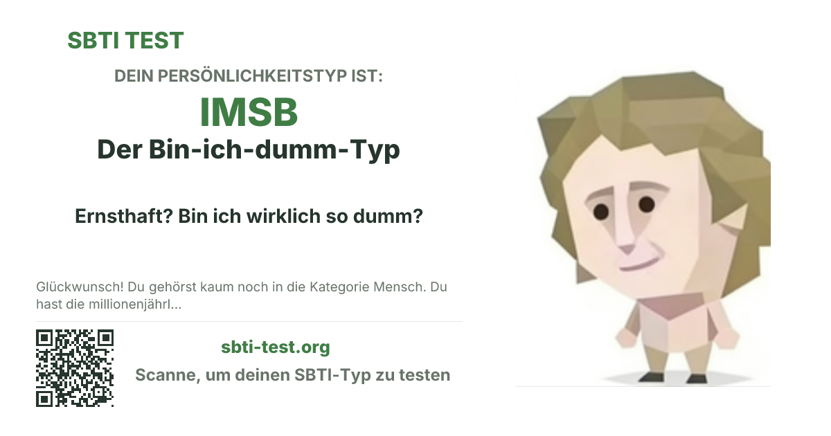 SBTI-Sharekarte für IMSB Selbstzweifler, mit Typmotiv und Titeltext