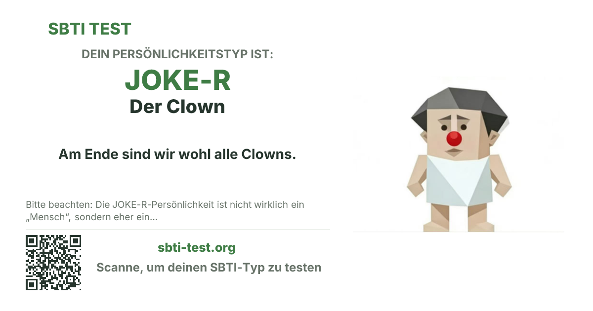 SBTI-Sharekarte für JOKE-R Der Clown, mit Typmotiv und Titeltext