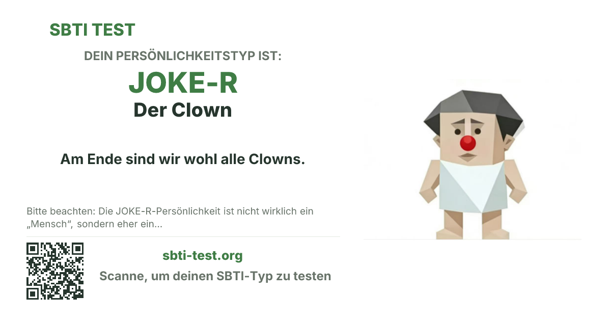SBTI-Sharekarte für JOKE-R Der Clown, mit Typmotiv und Titeltext