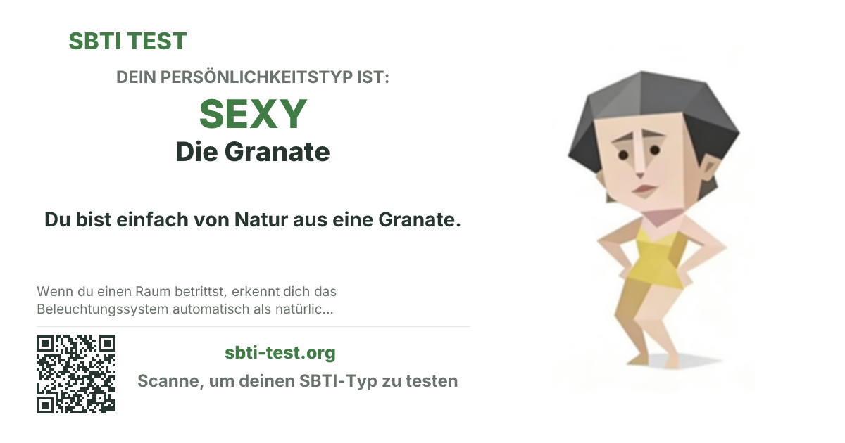 SBTI-Sharekarte für SEXY Die Granate, mit Typmotiv und Titeltext