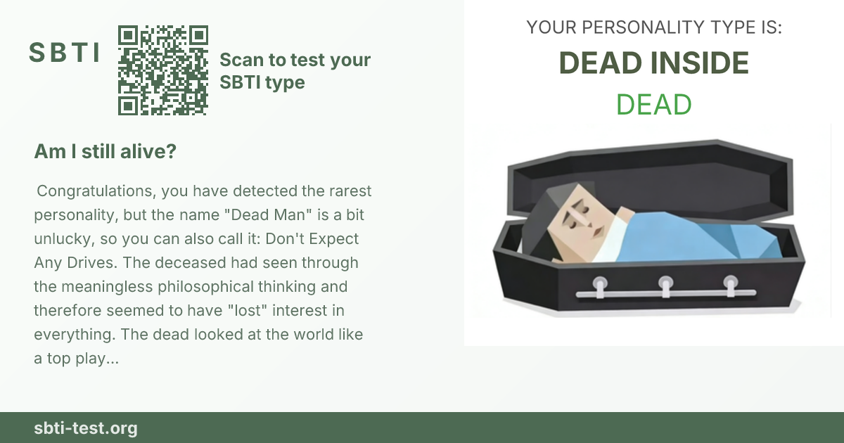 Carte de partage SBTI pour DEAD Éteint, avec le visuel du type et son titre