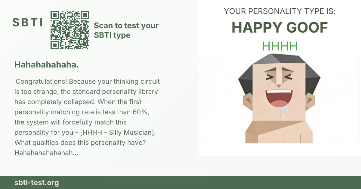 Carte de partage SBTI pour HHHH Dingo, avec le visuel du type et son titre