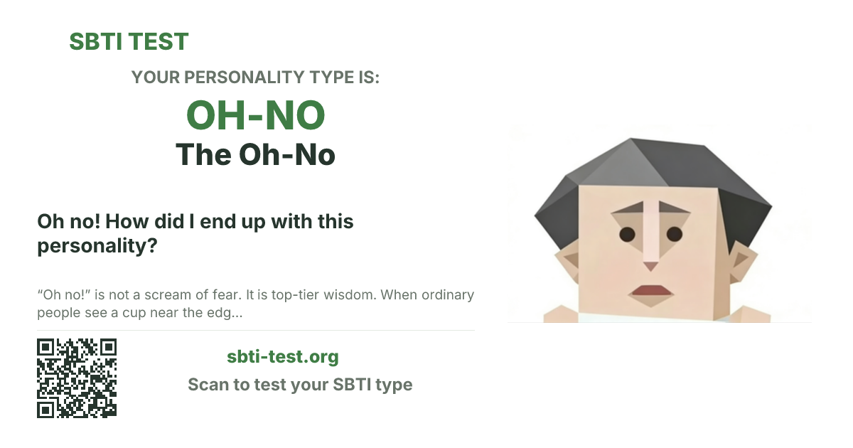 SBTI share card for OH-NO The Oh-No, showing the type artwork and share title