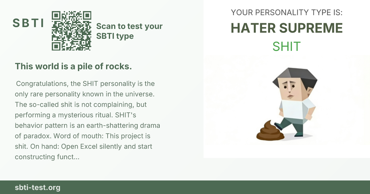 Carte de partage SBTI pour SHIT Cynique, avec le visuel du type et son titre