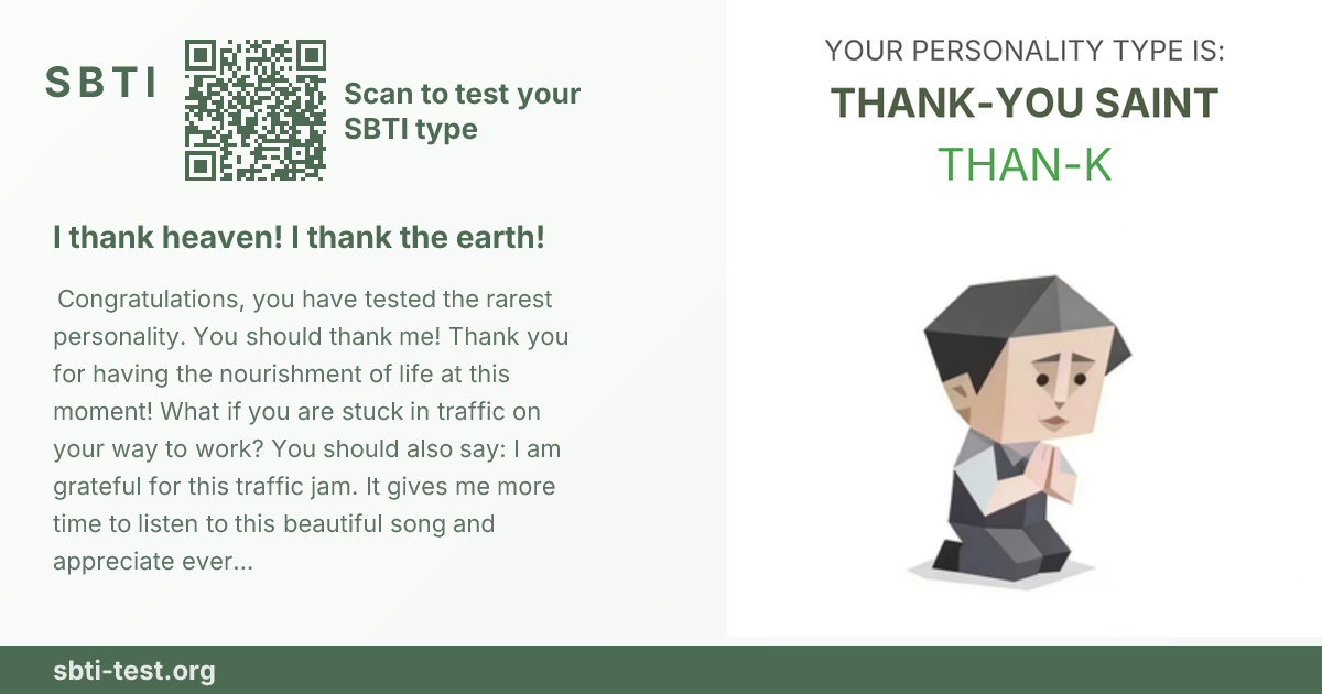 Carte de partage SBTI pour THAN-K Machine à remercier, avec le visuel du type et son titre