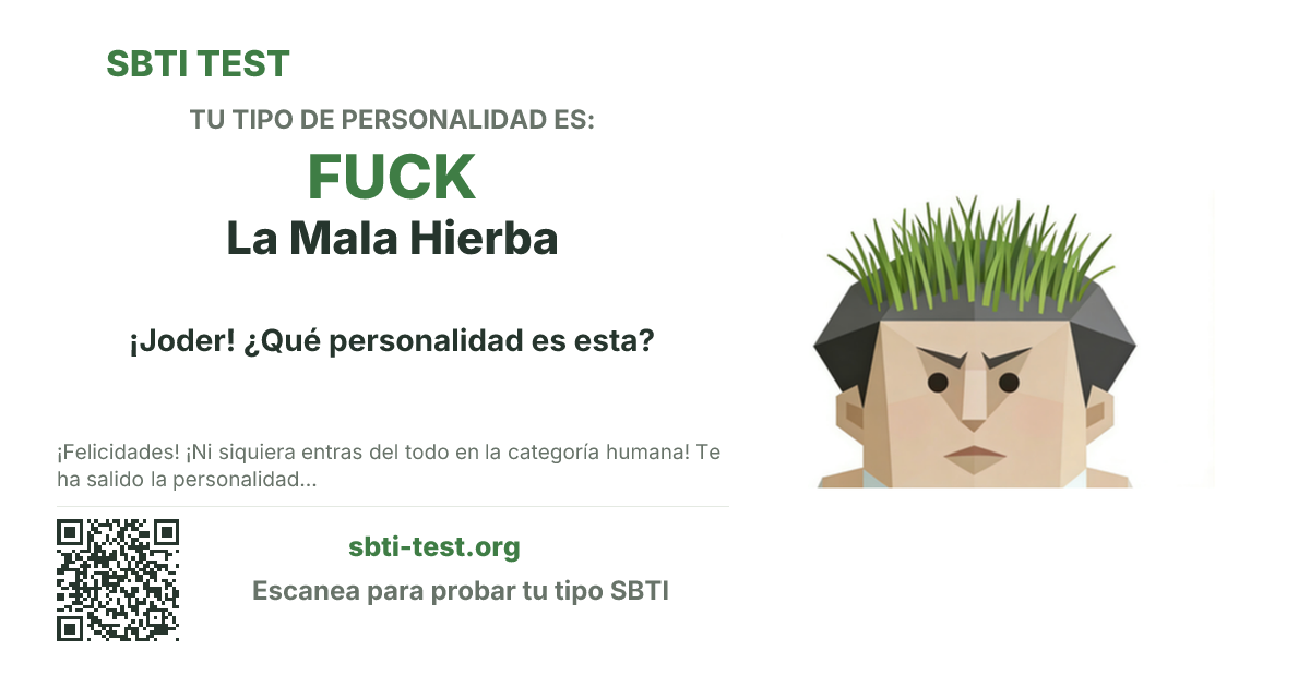 Tarjeta para compartir de SBTI para FUCK La Mala Hierba, con la ilustración y el título del tipo