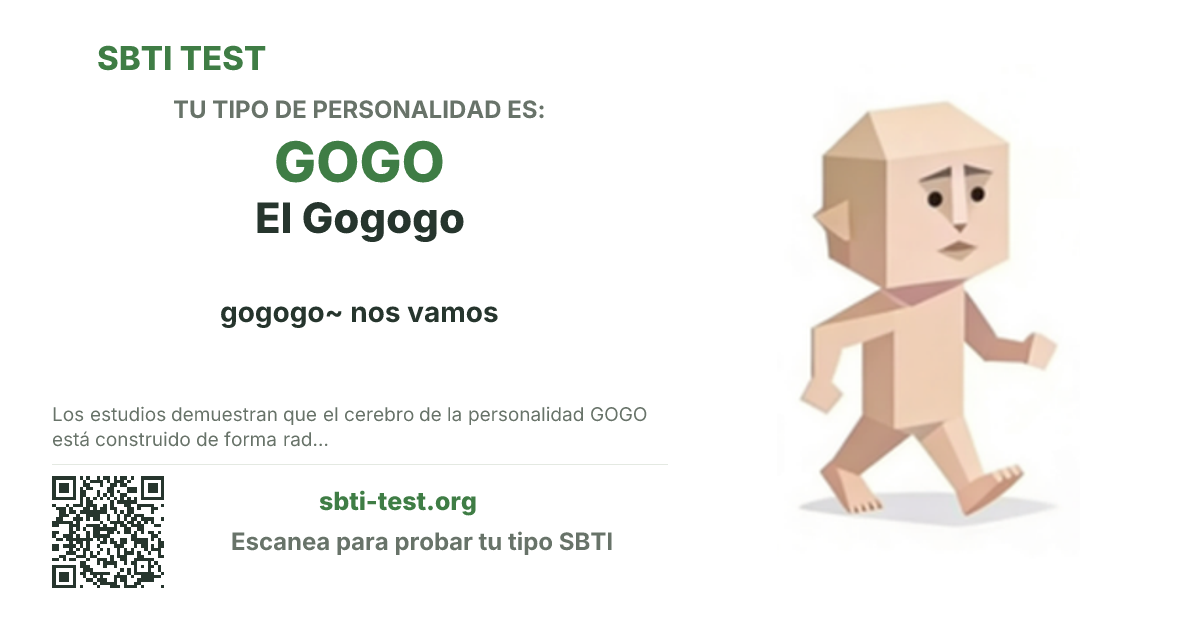 Tarjeta para compartir de SBTI para GOGO El Gogogo, con la ilustración y el título del tipo