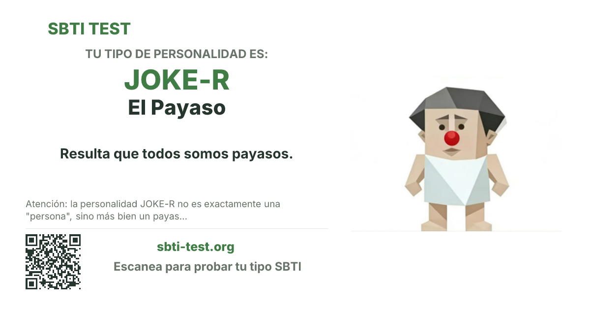 Tarjeta para compartir de SBTI para JOKE-R El Payaso, con la ilustración y el título del tipo