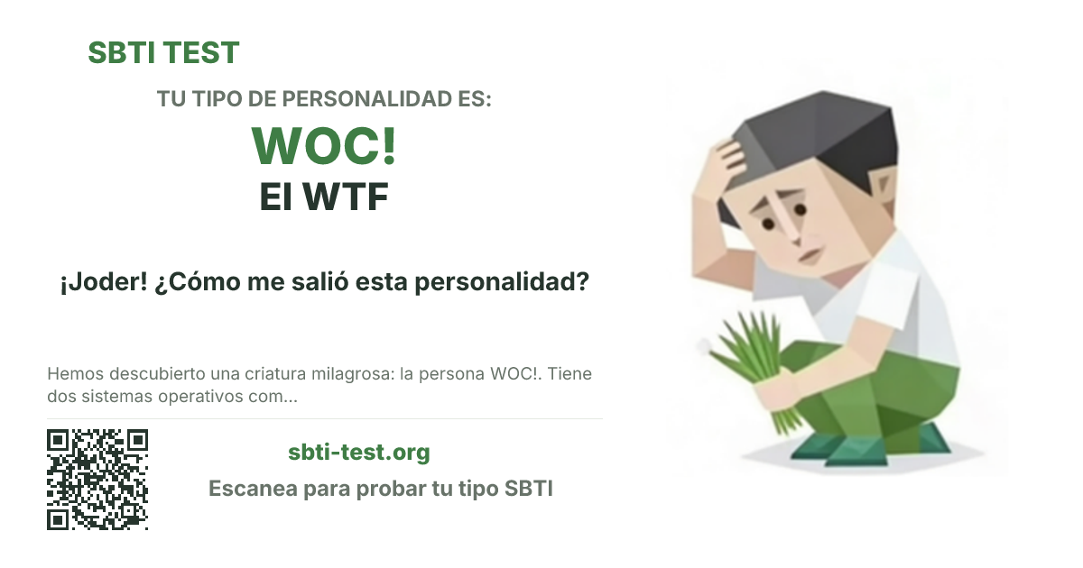 Tarjeta para compartir de SBTI para WOC! El Qué Fuerte, con la ilustración y el título del tipo