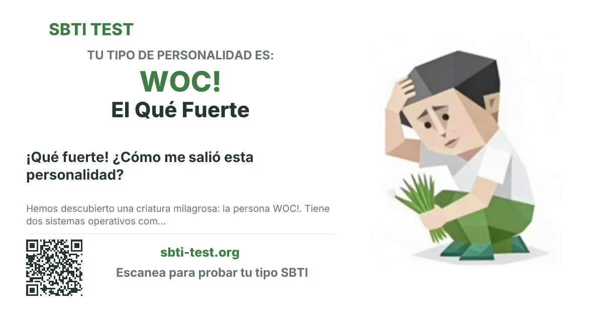 Tarjeta para compartir de SBTI para WOC! El Qué Fuerte, con la ilustración y el título del tipo