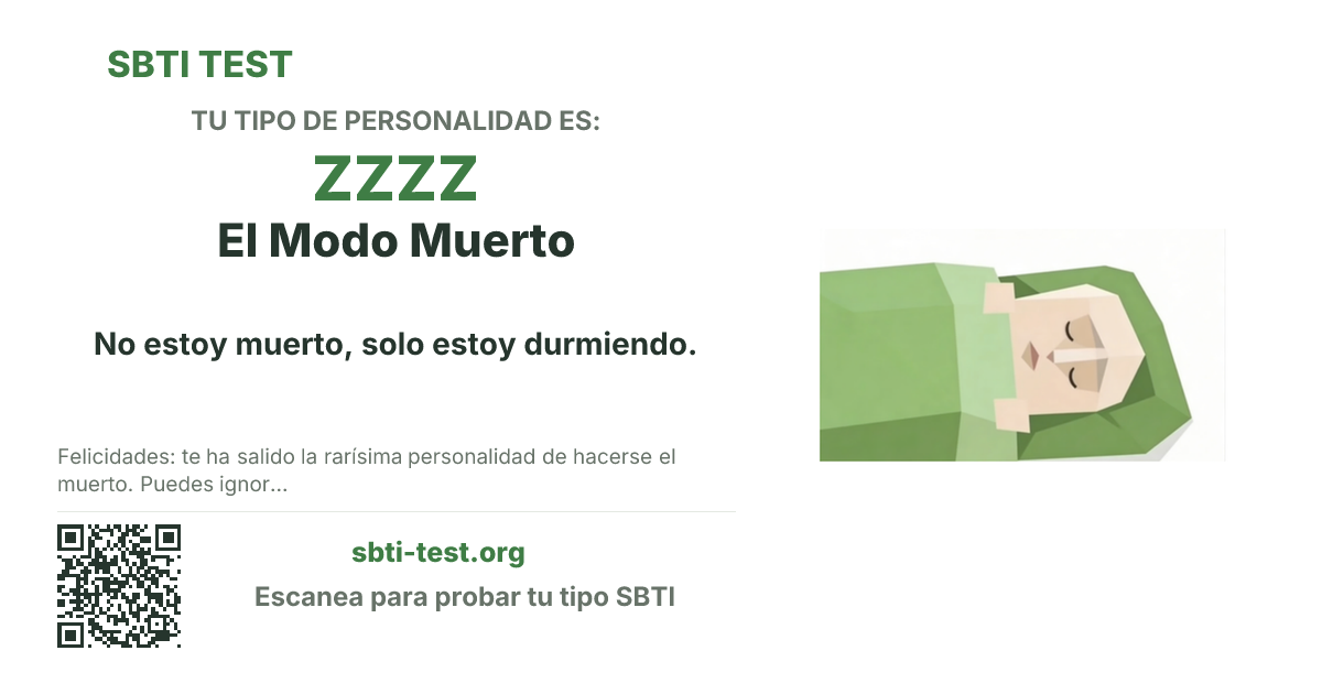Tarjeta para compartir de SBTI para ZZZZ El Modo Muerto, con la ilustración y el título del tipo