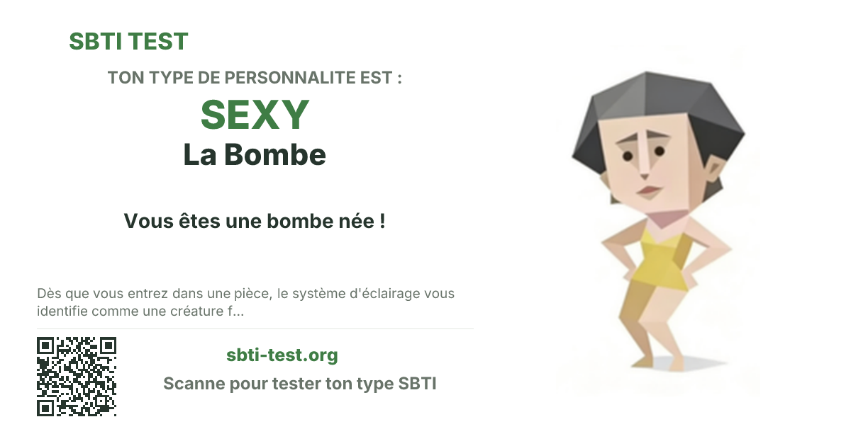 Carte de partage SBTI pour SEXY La Bombe, avec le visuel du type et son titre