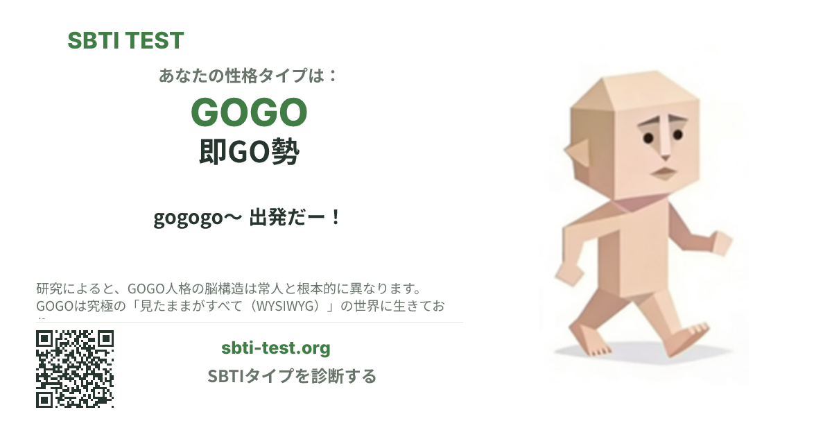 GOGO 即GO勢 の SBTI シェアカード画像。タイプのビジュアルとタイトルを表示