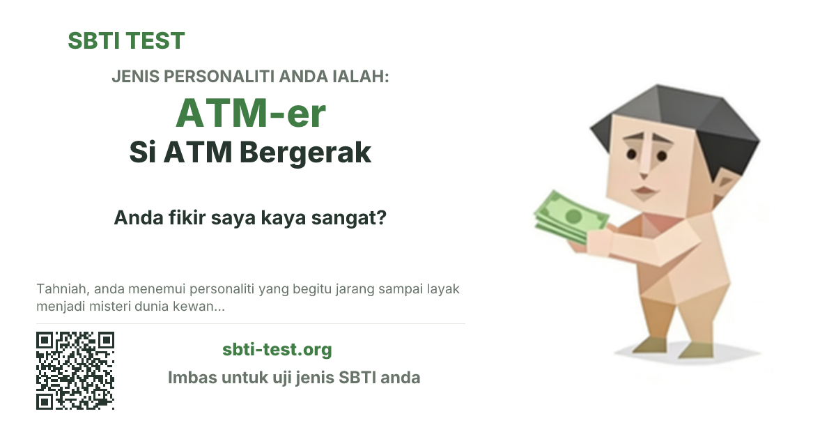 Kad kongsi SBTI untuk ATM-er Si ATM Bergerak dengan visual jenis dan tajuk
