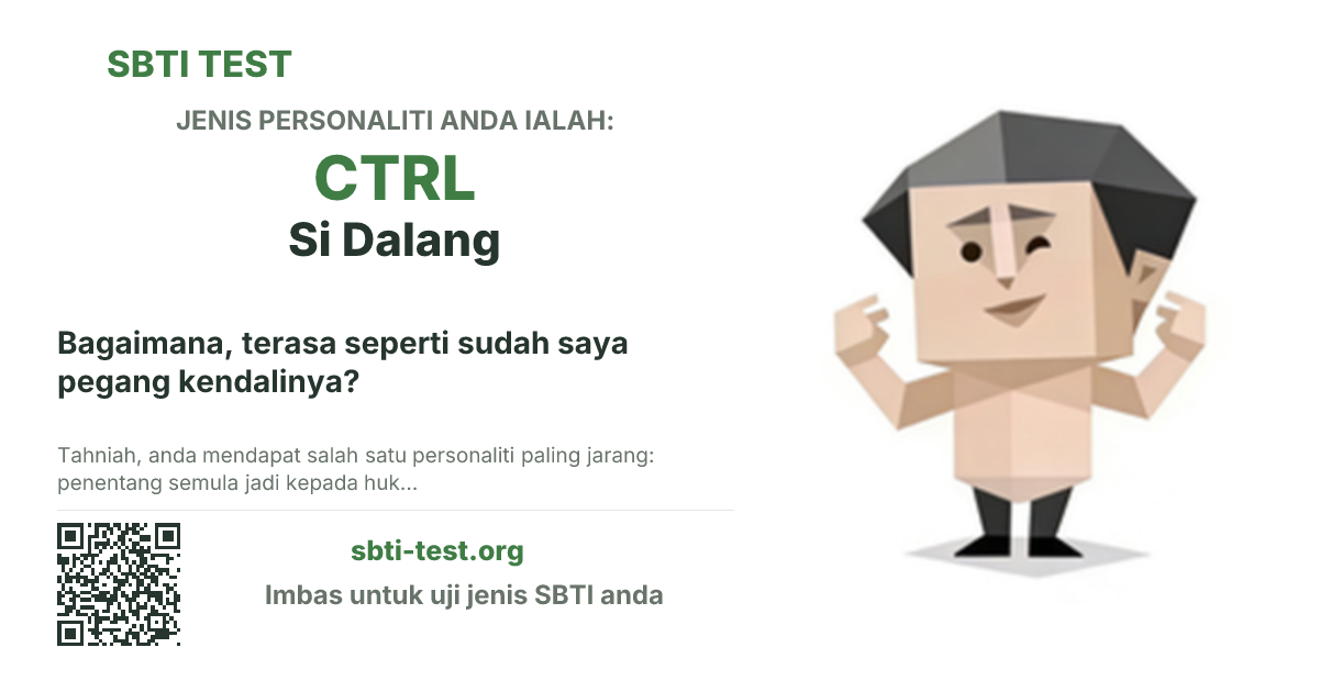 Kad kongsi SBTI untuk CTRL Si Dalang dengan visual jenis dan tajuk