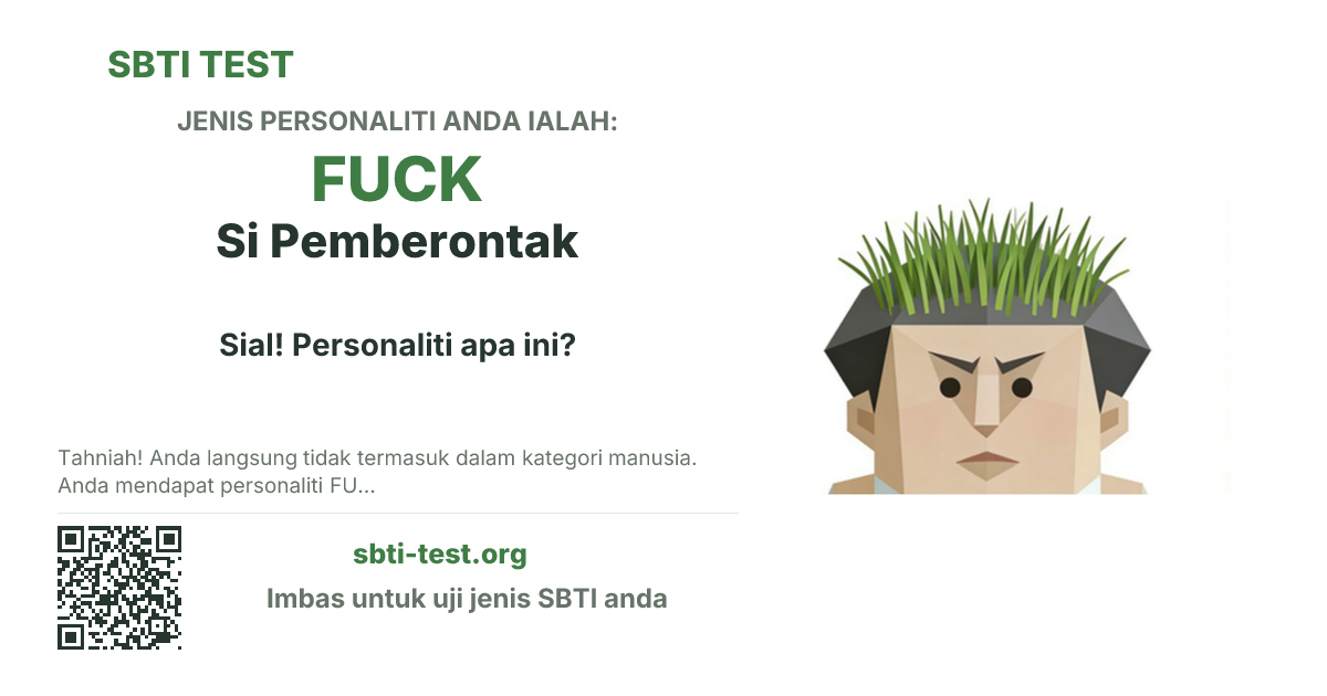 Kad kongsi SBTI untuk FUCK Si Pemaki dengan visual jenis dan tajuk