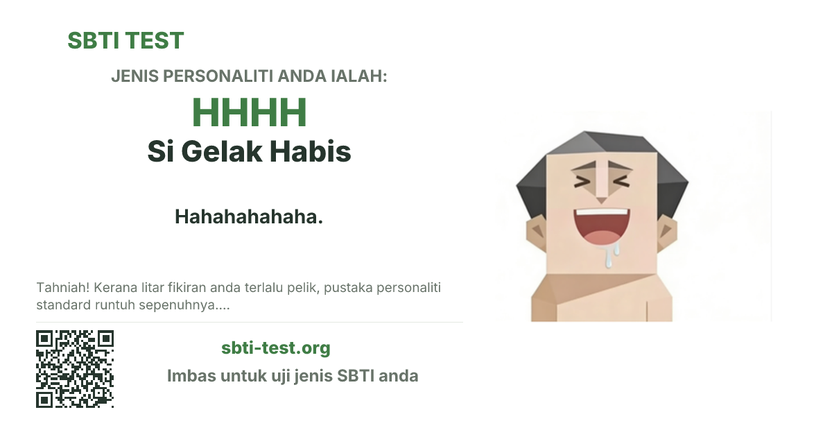 Kad kongsi SBTI untuk HHHH Si Gelak Habis dengan visual jenis dan tajuk