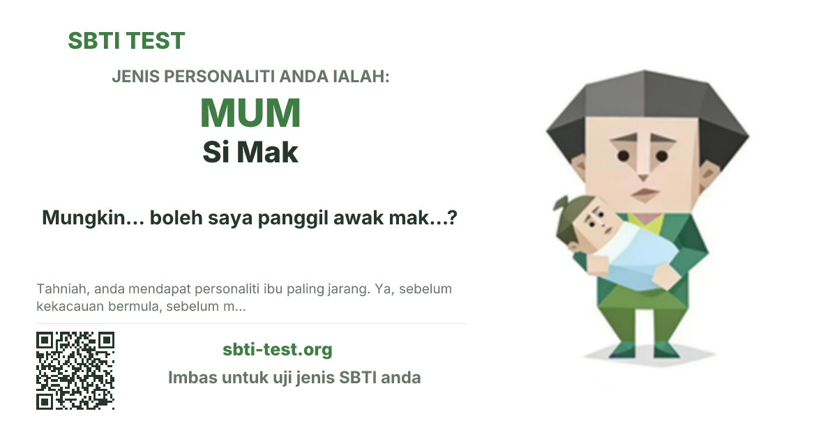 Kad kongsi SBTI untuk MUM Si Mak dengan visual jenis dan tajuk