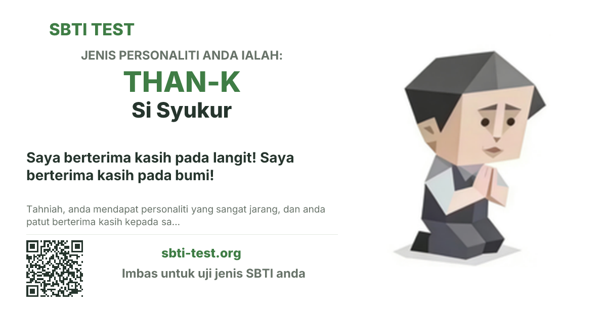 Kad kongsi SBTI untuk THAN-K Si Syukur dengan visual jenis dan tajuk