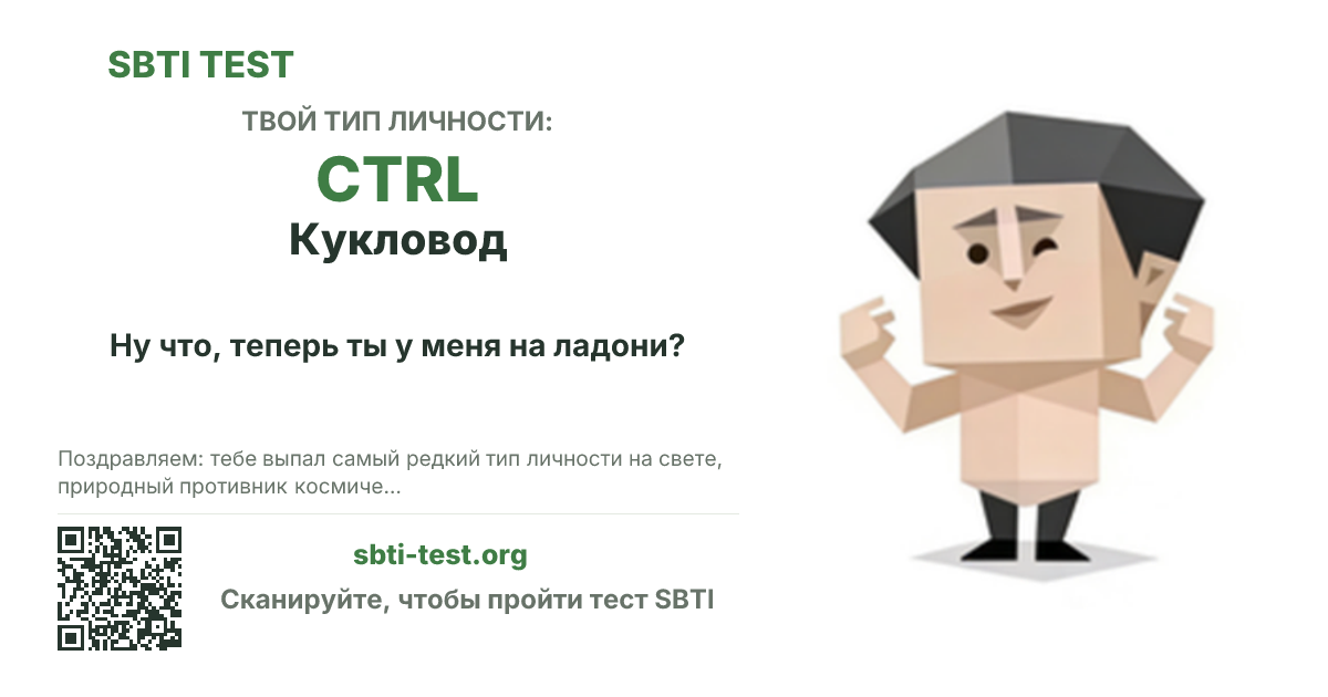 Карточка SBTI для CTRL Кукловод с визуалом типа и заголовком для шаринга