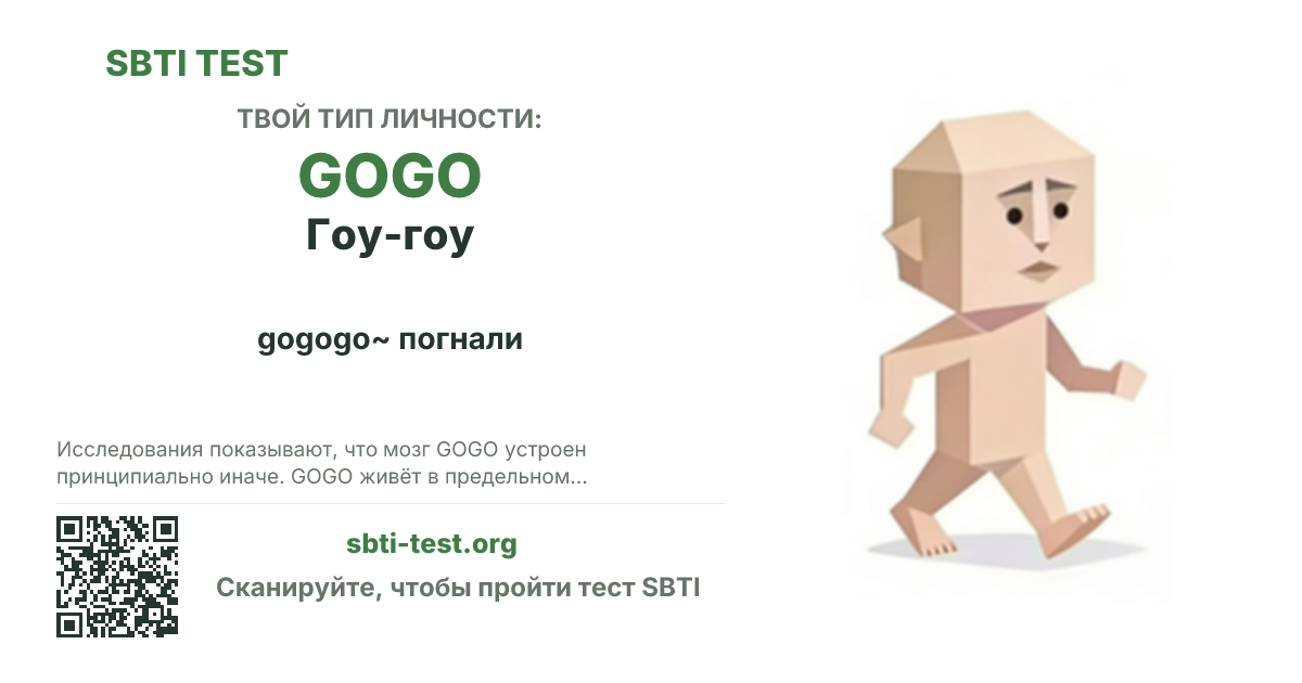 Карточка SBTI для GOGO Гоу-гоу с визуалом типа и заголовком для шаринга