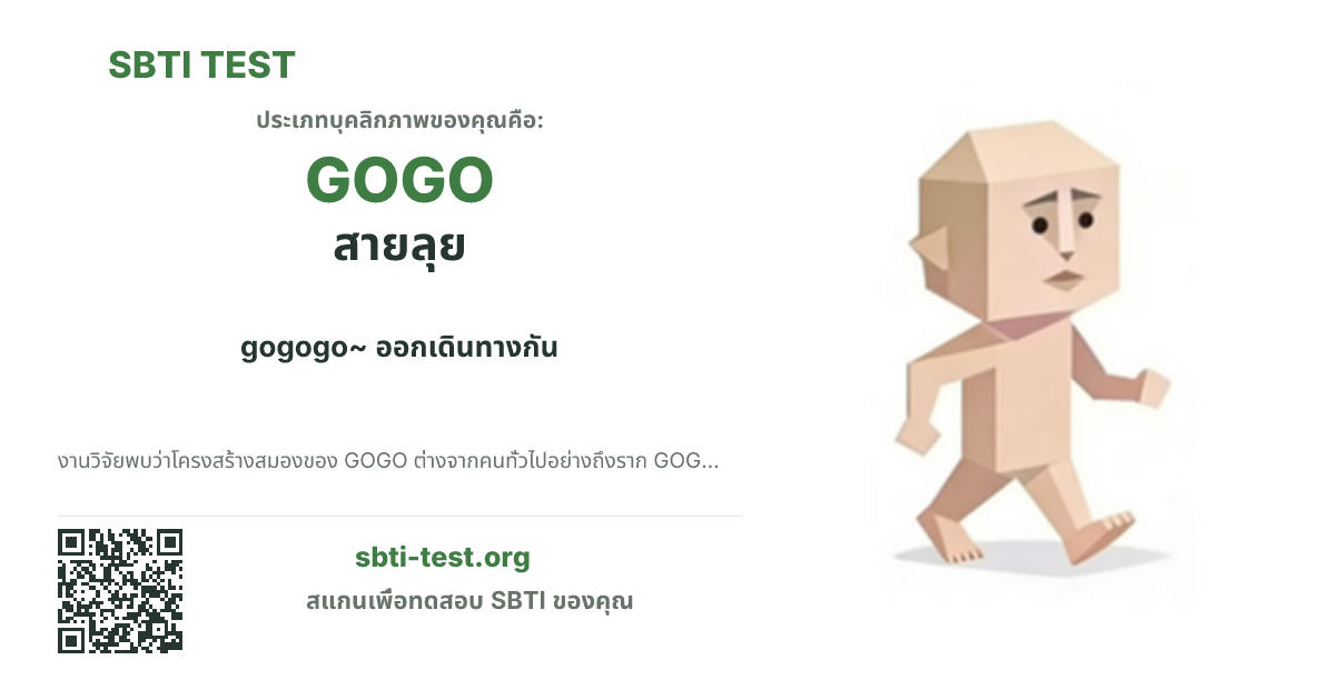 การ์ดแชร์ SBTI ของ GOGO สายลุย แสดงภาพหลักของไทป์และข้อความหัวเรื่อง
