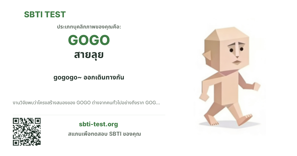 การ์ดแชร์ SBTI ของ GOGO สายลุย แสดงภาพหลักของไทป์และข้อความหัวเรื่อง