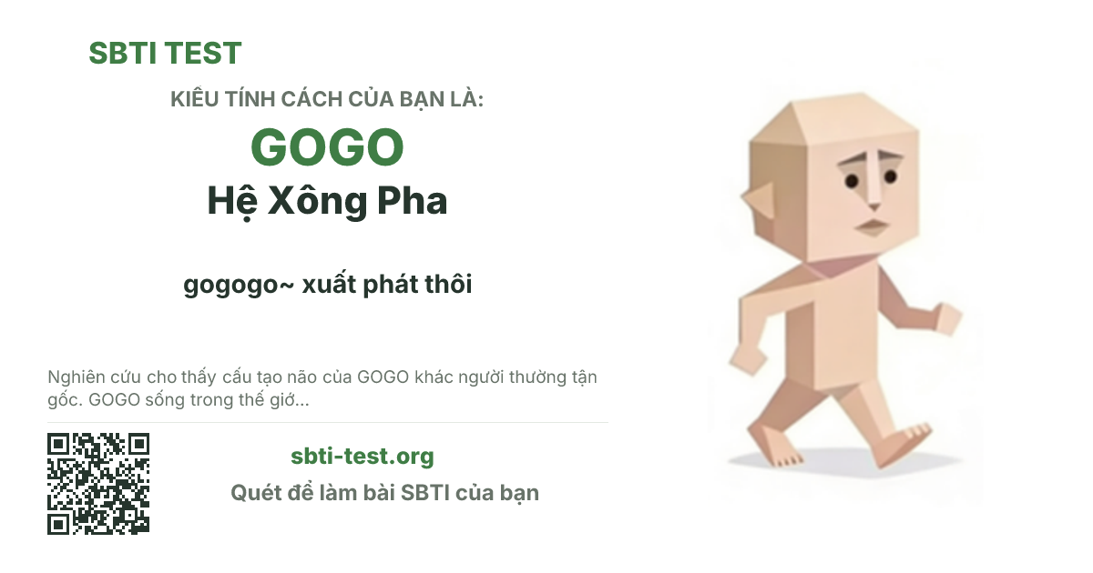 Ảnh thẻ chia sẻ SBTI cho GOGO Hệ Xông Pha, hiển thị hình kiểu SBTI và tiêu đề