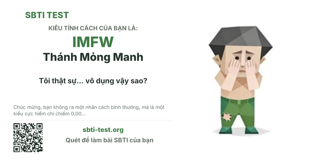 Ảnh thẻ chia sẻ SBTI cho IMFW Kẻ Phế Vật, hiển thị hình kiểu SBTI và tiêu đề